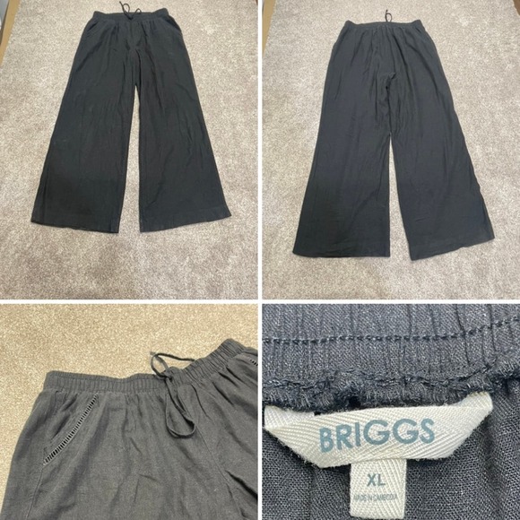 Briggs womens pull on wide leg pants sz X-Large black high rise linen blend - Picture 1 of 12